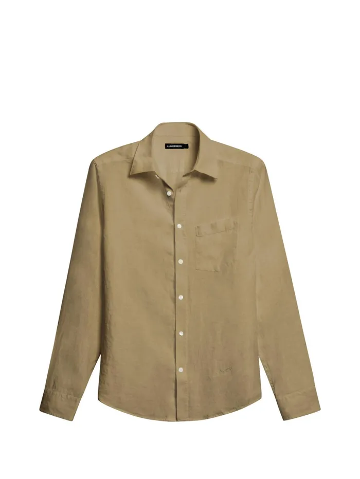Men Clean Linen Slim Shirt Aloe JLindeberg Shirts