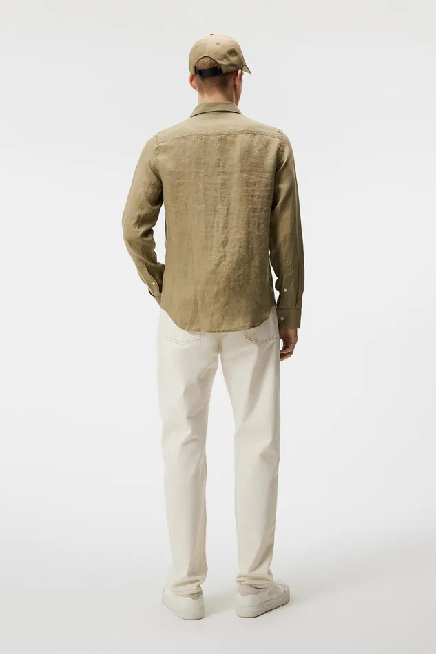 Men Clean Linen Slim Shirt Aloe JLindeberg Shirts