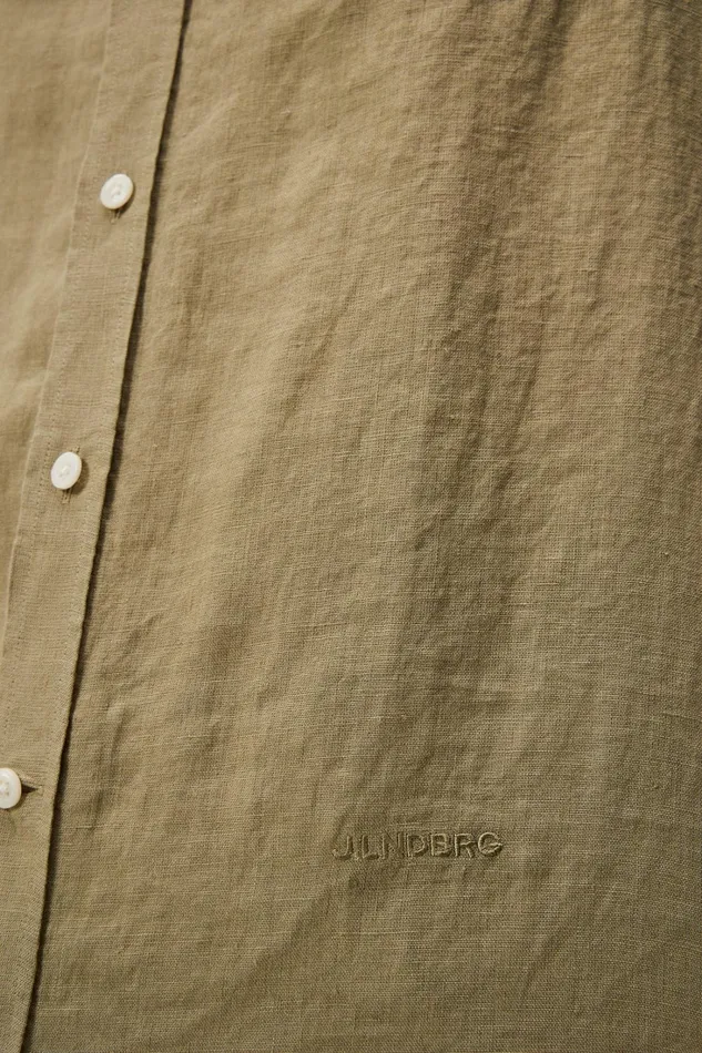 Men Clean Linen Slim Shirt Aloe JLindeberg Shirts