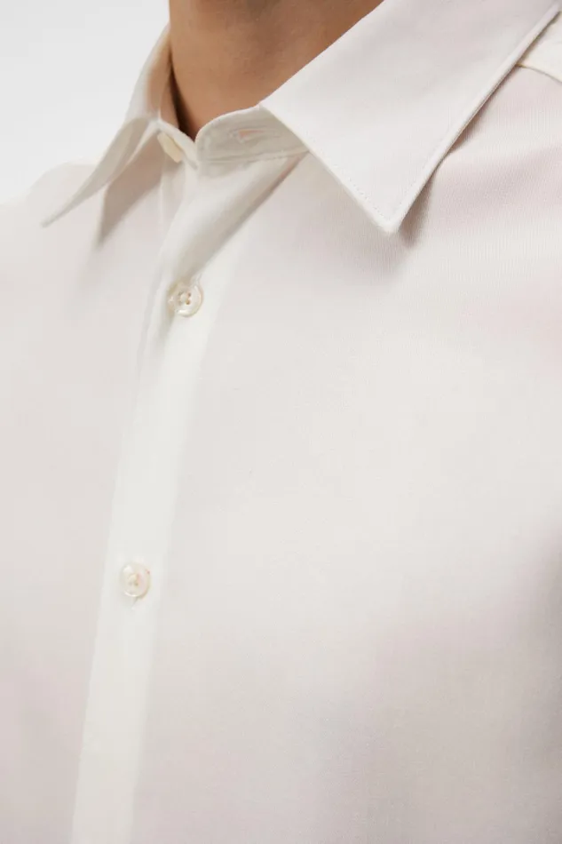 Men Comfort Tencel Slim Shirt Cloud White JLindeberg Shirts