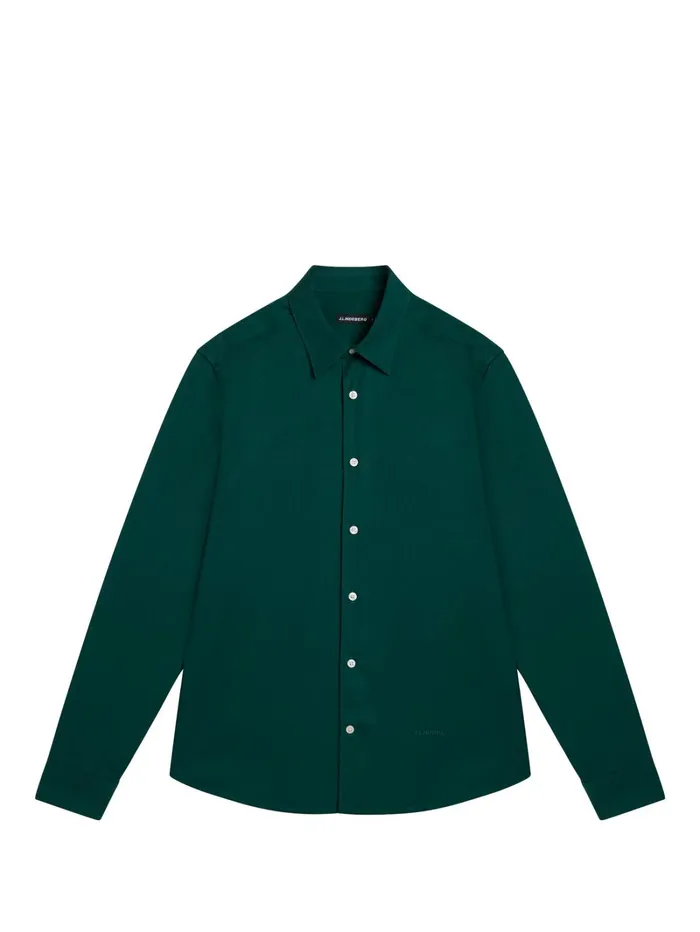 Men Comfort Tencel Slim Shirt Rain Forest JLindeberg Shirts