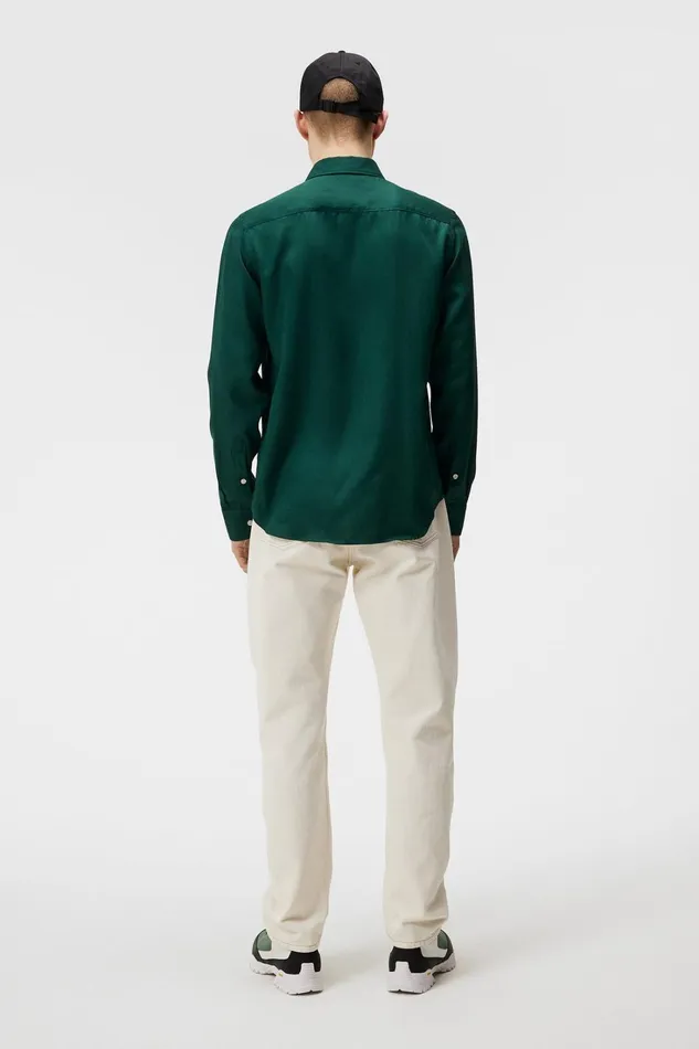 Men Comfort Tencel Slim Shirt Rain Forest JLindeberg Shirts