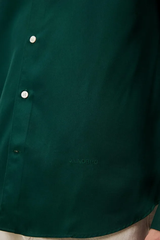 Men Comfort Tencel Slim Shirt Rain Forest JLindeberg Shirts