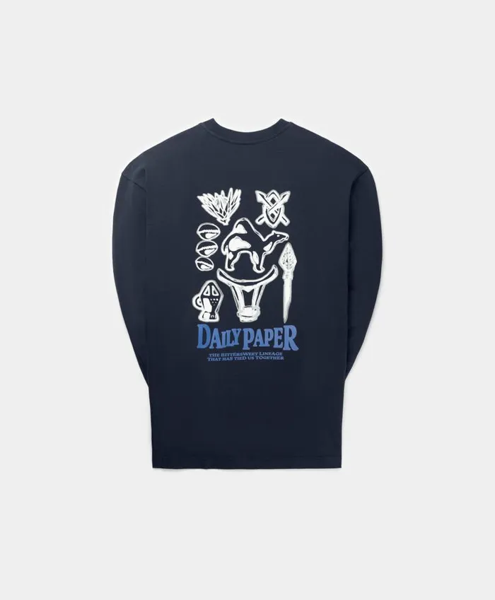 Men Deep Navy Rami Longsleeve Daily Paper Hoodies and Sweaters