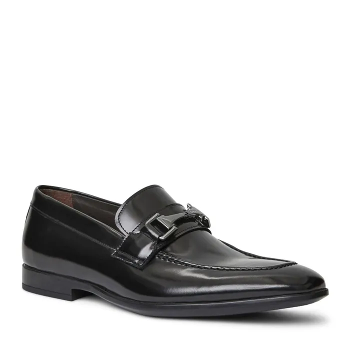 Men Dress Shoes Bruno Magli Saffo Slip On Black Bit Loafer Black Leather