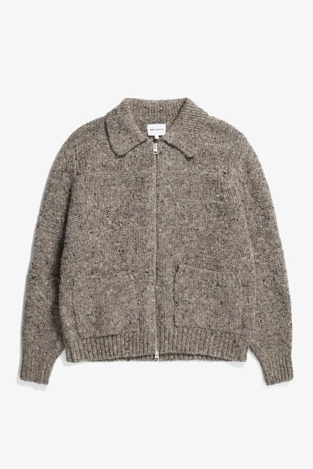 Men Erik Donegal Diamond Jacket Grey Melange Norse Projects Knitwear