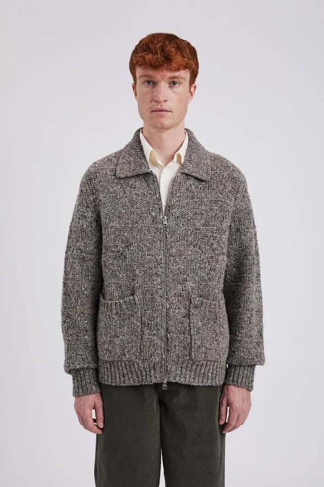 Men Erik Donegal Diamond Jacket Grey Melange Norse Projects Knitwear