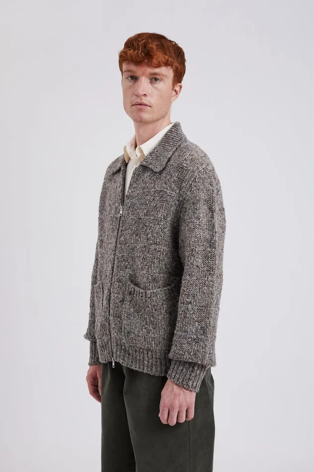 Men Erik Donegal Diamond Jacket Grey Melange Norse Projects Knitwear