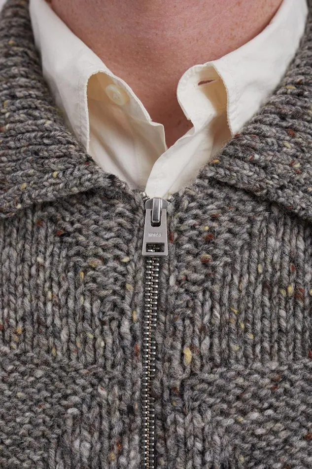 Men Erik Donegal Diamond Jacket Grey Melange Norse Projects Knitwear