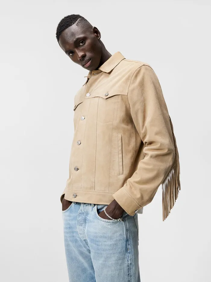 Men Fabio Suede Jacket Safari Beige JLindeberg Leather and Suede Jackets