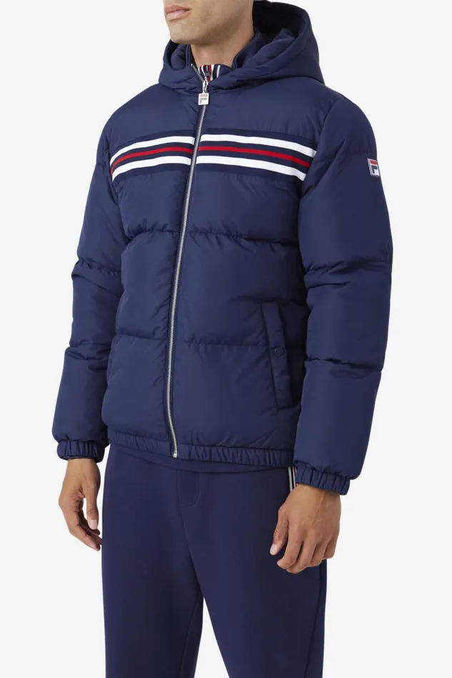 Men Fila Sweaters and Outerwear Jake Puffer Jacket Fila Navy Fila Red Men Fila Sweaters and Outerwear Jake Puffer Jacket Fila Navy Fila Red