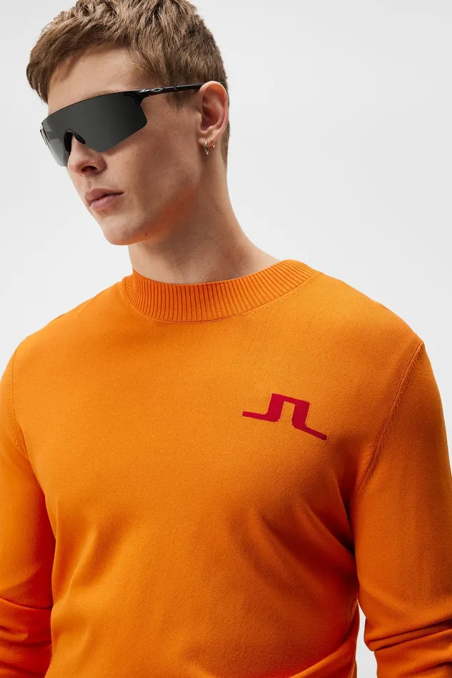 Men Gus Knitted Sweater Russet Orange JLindeberg Knitwear Men Gus Knitted Sweater Russet Orange JLindeberg Knitwear