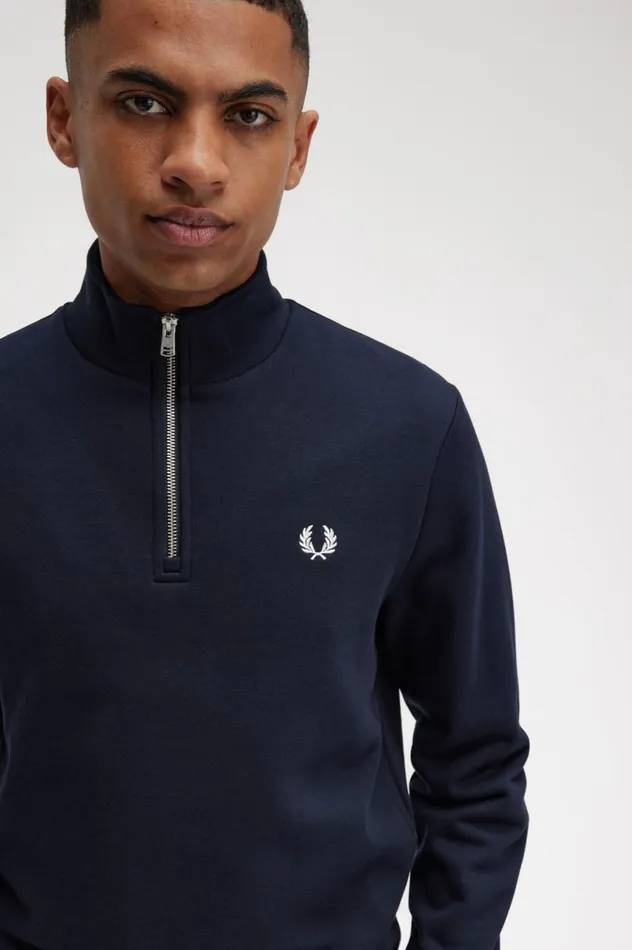 Men Half Zip Sweatshirt Navy Fred Perry Sweatshirts
