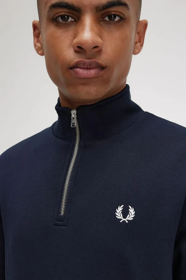 Men Half Zip Sweatshirt Navy Fred Perry Sweatshirts