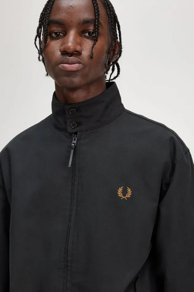 Men Harrington Jacket Black Fred Perry Coats and Jackets