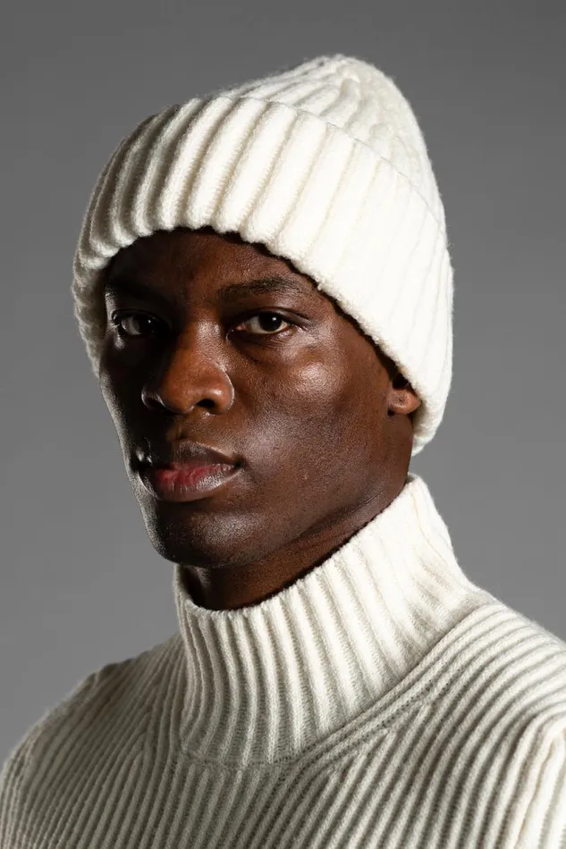 Men Hybrid Rib Beanie Stretch Wool Ecru Norse Projects Beanies