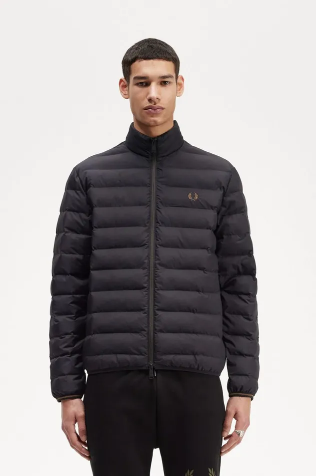 Men Insulated Jacket Black Fred Perry Coats and Jackets