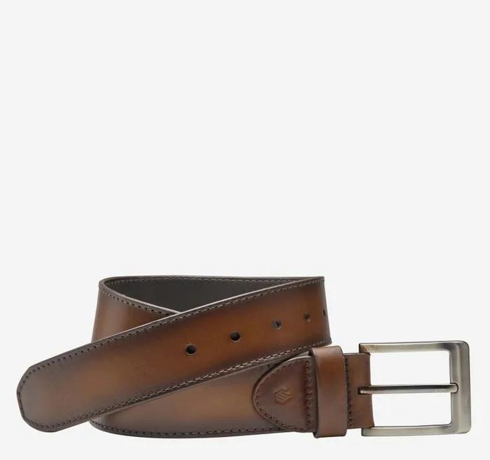 Men Johnston and Murphy Belts Burnished Edge Belt Brown