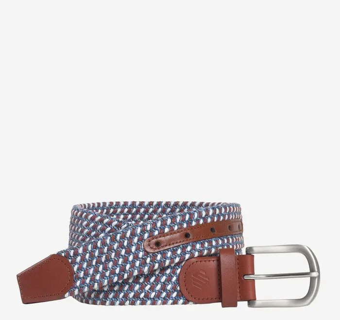 Men Johnston and Murphy Belts Multicolor Woven Belt Redwhiteblue