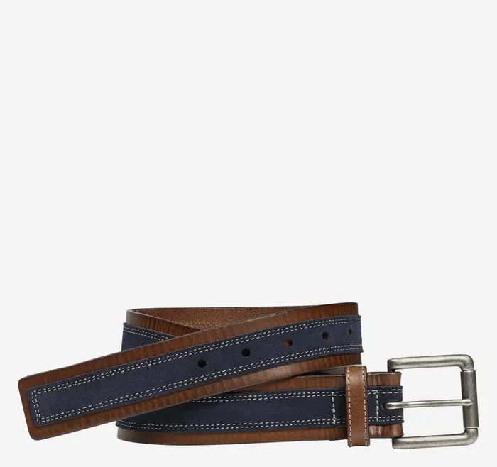 Men Johnston and Murphy Belts Suede Overlay Belt Brownnavy