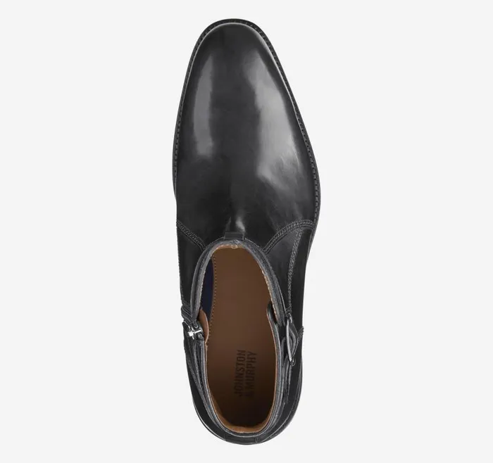 Men Johnston and Murphy Boots Meade Buckle Boot Black Italian Calfskin Men Johnston and Murphy Boots Meade Buckle Boot Black Italian Calfskin