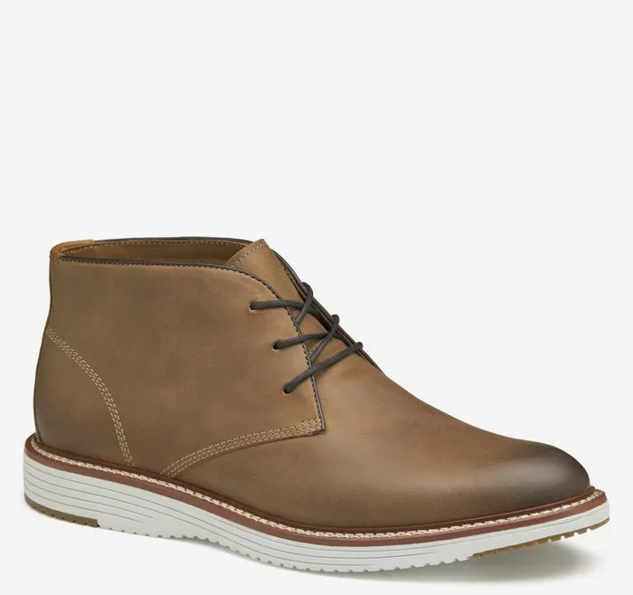 Men Johnston and Murphy Boots Upton Chukka Tan Oiled Full Grain