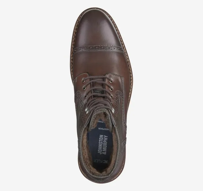 Men Johnston and Murphy Boots XC Flex Connelly Shearling Boot Mahogany Full Grain Men Johnston and Murphy Boots XC Flex Connelly Shearling Boot Mahogany Full Grain
