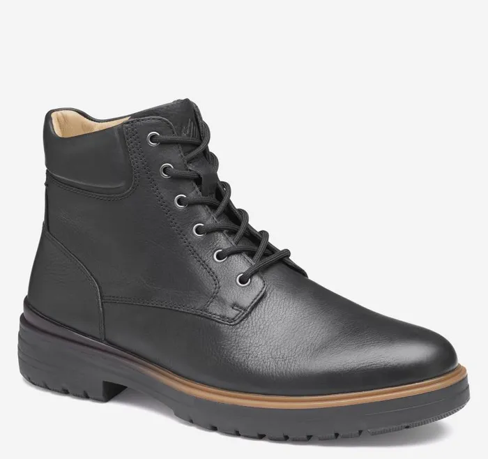 Men Johnston and Murphy Boots XC4 Henson Plain Toe Boot Black Waterproof Full Grain