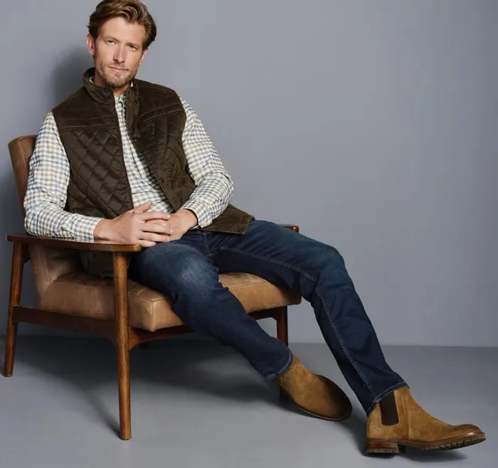 Men Johnston and Murphy Coats Jackets and Vests Antique Cotton Vest Brown