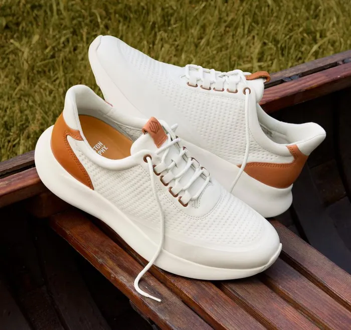 Men Johnston and Murphy LaceUps Amherst 20 Embossed UThroat White Full Grain