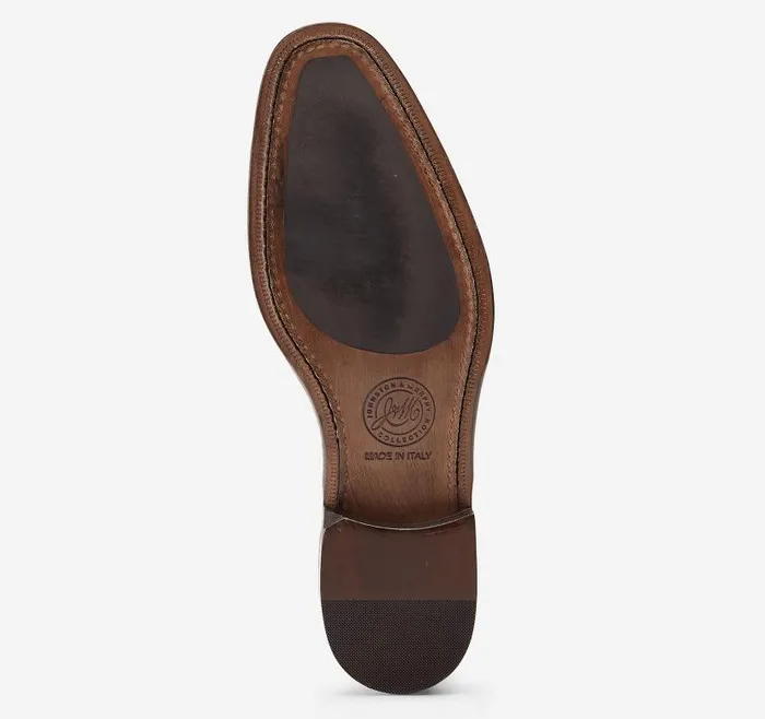 Men Johnston and Murphy LaceUps Ellsworth Plain Toe Medallion Brown Italian Calfskin