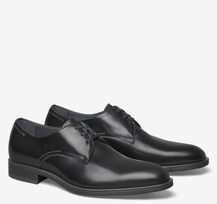 Men Johnston and Murphy LaceUps Flynch Plain Toe Black Italian Calfskin