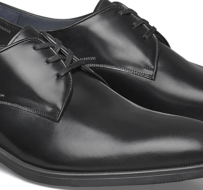 Men Johnston and Murphy LaceUps Flynch Plain Toe Black Italian Calfskin