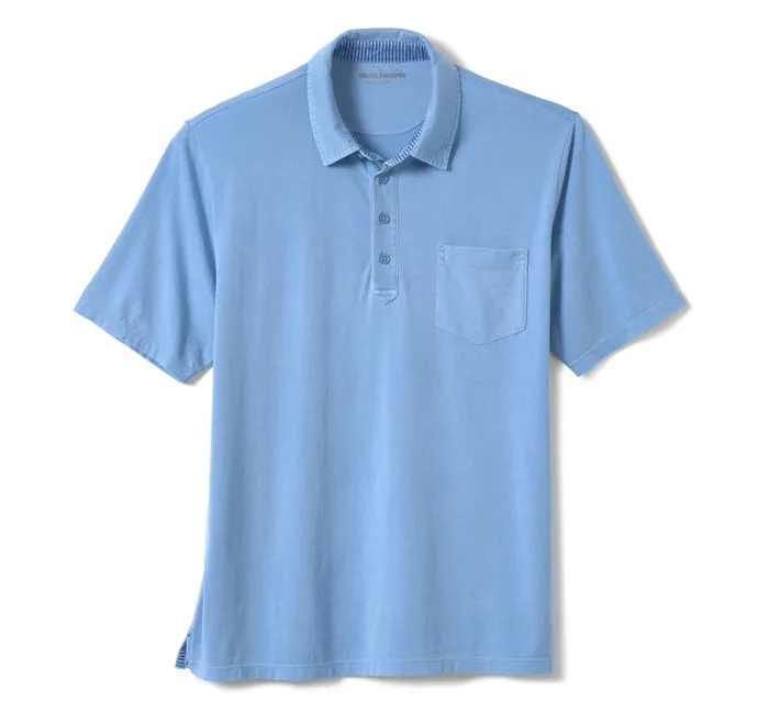 Men Johnston and Murphy Polos and Tees Garment Dyed Polo Blue