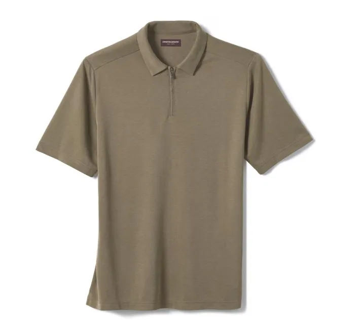 Men Johnston and Murphy Polos and Tees Vintage Birdseye Zip Polo Olive Men Johnston and Murphy Polos and Tees Vintage Birdseye Zip Polo Olive