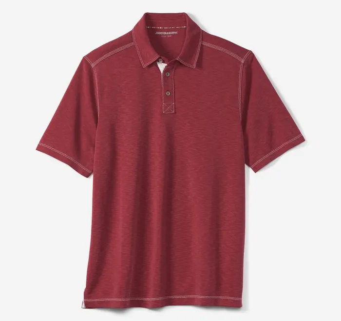 Men Johnston and Murphy Polos and Tees Vintage Slub Polo Red Men Johnston and Murphy Polos and Tees Vintage Slub Polo Red