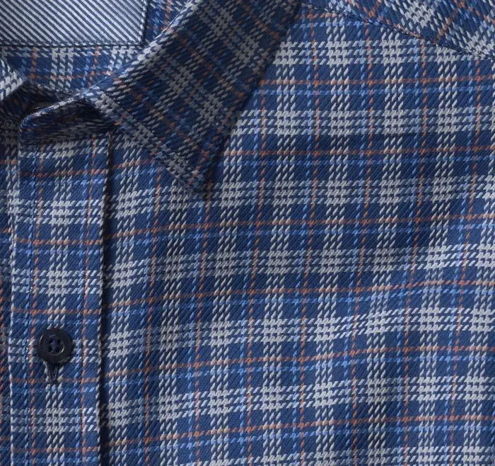 Men Johnston and Murphy Shirts Premium Cotton Shirts Navygray Triple Grid
