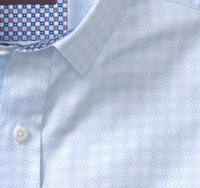 Men Johnston and Murphy Shirts Printed Cotton Shirt Blue Diamond