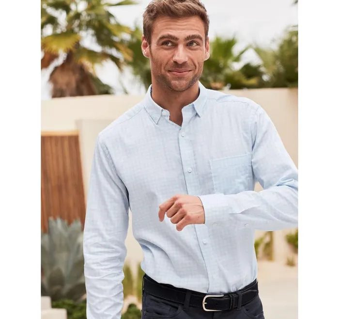 Men Johnston and Murphy Shirts Printed Cotton Shirt Blue Diamond