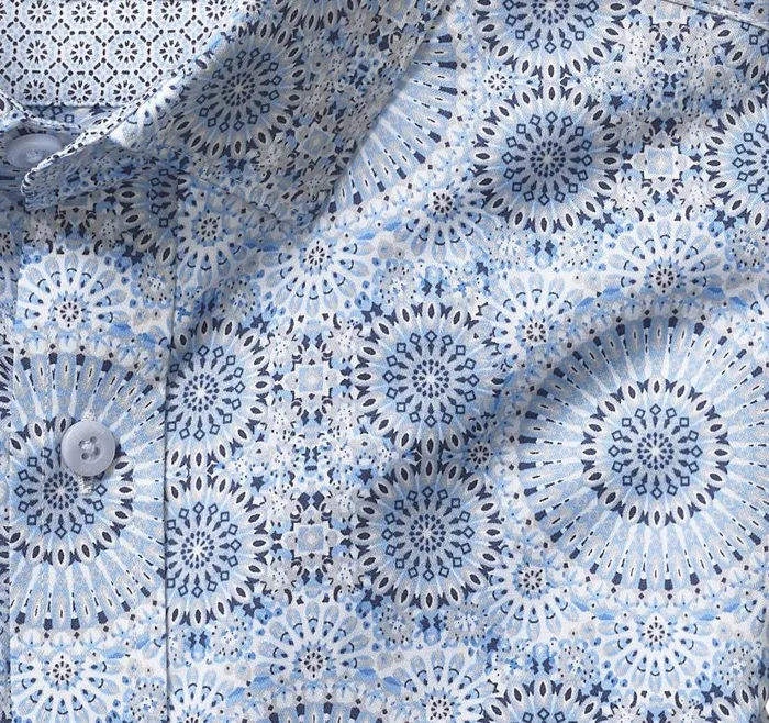 Men Johnston and Murphy Shirts Printed Cotton Shirt Blue Kaleidoscope Men Johnston and Murphy Shirts Printed Cotton Shirt Blue Kaleidoscope