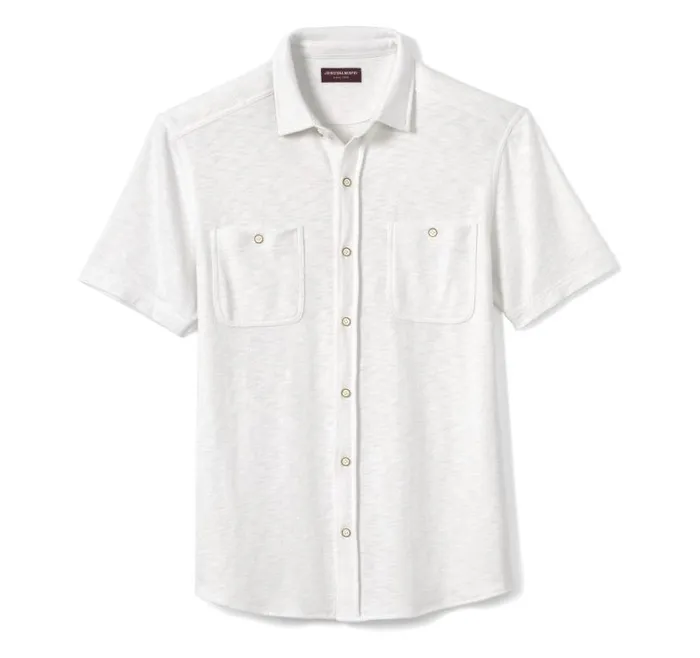Men Johnston and Murphy ShortSleeve Shirts Double Pocket Knit Shirt White Men Johnston and Murphy ShortSleeve Shirts Double Pocket Knit Shirt White