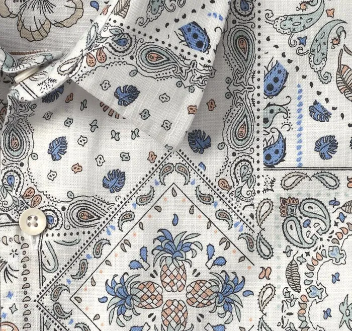 Men Johnston and Murphy ShortSleeve Shirts Print Camp Shirt White Multi Bandana