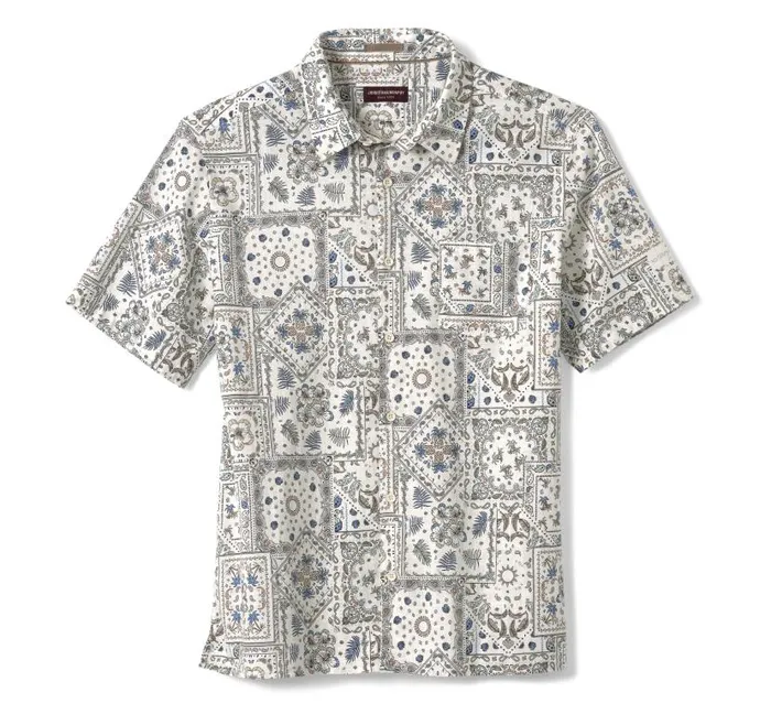 Men Johnston and Murphy ShortSleeve Shirts Print Camp Shirt White Multi Bandana