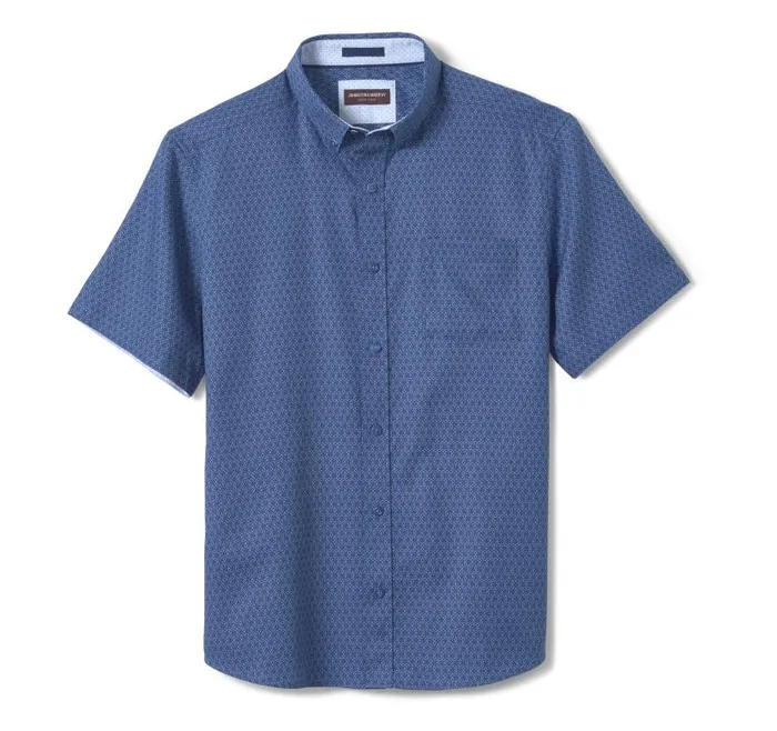 Men Johnston and Murphy ShortSleeve Shirts Textured Cotton ShortSleeve Shirt Navy Linked Flower Men Johnston and Murphy ShortSleeve Shirts Textured Cotton ShortSleeve Shirt Navy Linked Flower