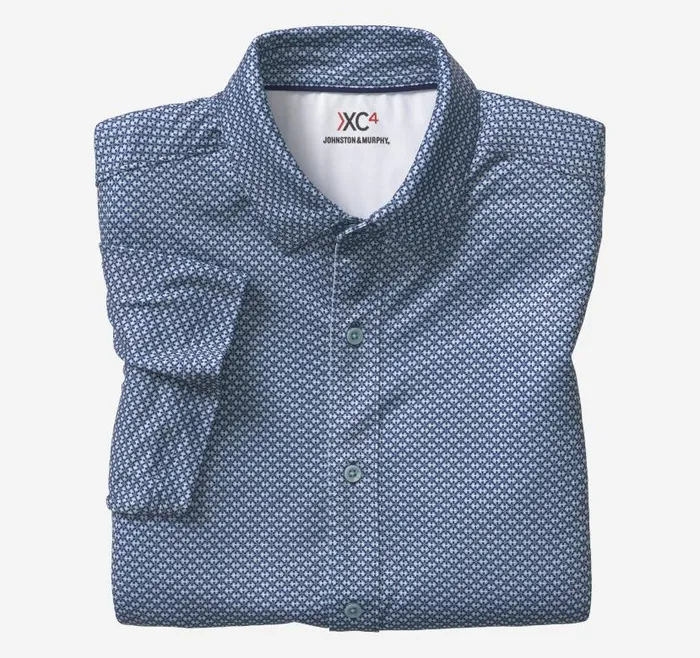 Men Johnston and Murphy ShortSleeve Shirts XC4 Performance Shirt Navymint Linked Flower Men Johnston and Murphy ShortSleeve Shirts XC4 Performance Shirt Navymint Linked Flower