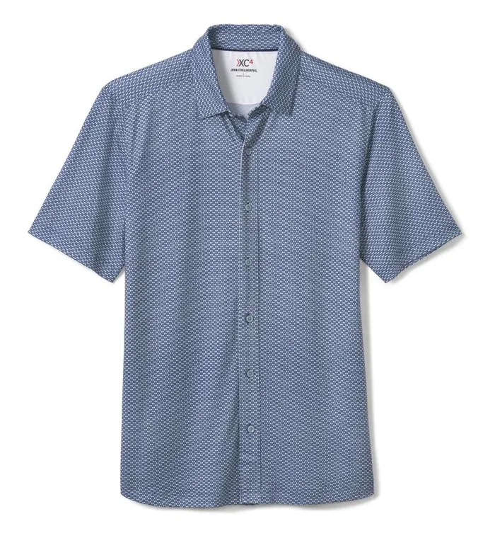 Men Johnston and Murphy ShortSleeve Shirts XC4 Performance Shirt Navymint Linked Flower Men Johnston and Murphy ShortSleeve Shirts XC4 Performance Shirt Navymint Linked Flower