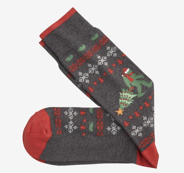 Men Johnston and Murphy Socks Pima Cotton HolidayThemed Socks Charcoal Yeti Sweater