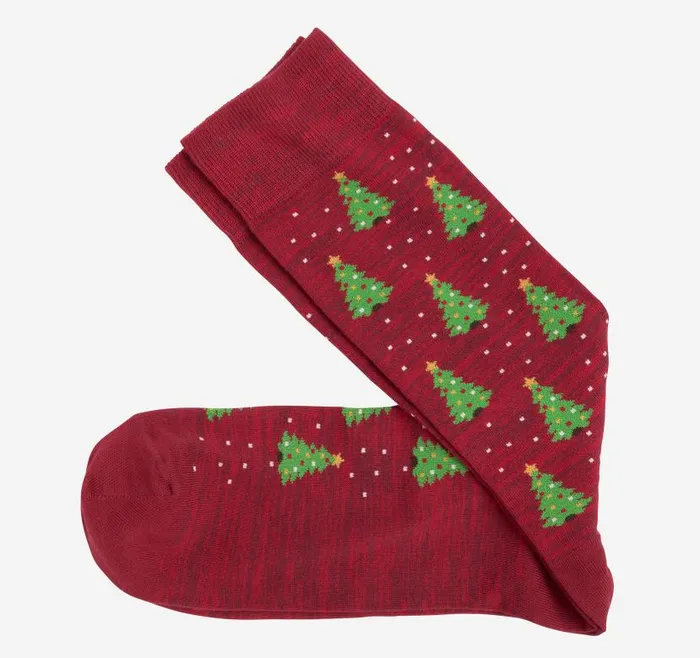 Men Johnston and Murphy Socks Pima Cotton HolidayThemed Socks Red Christmas Tree
