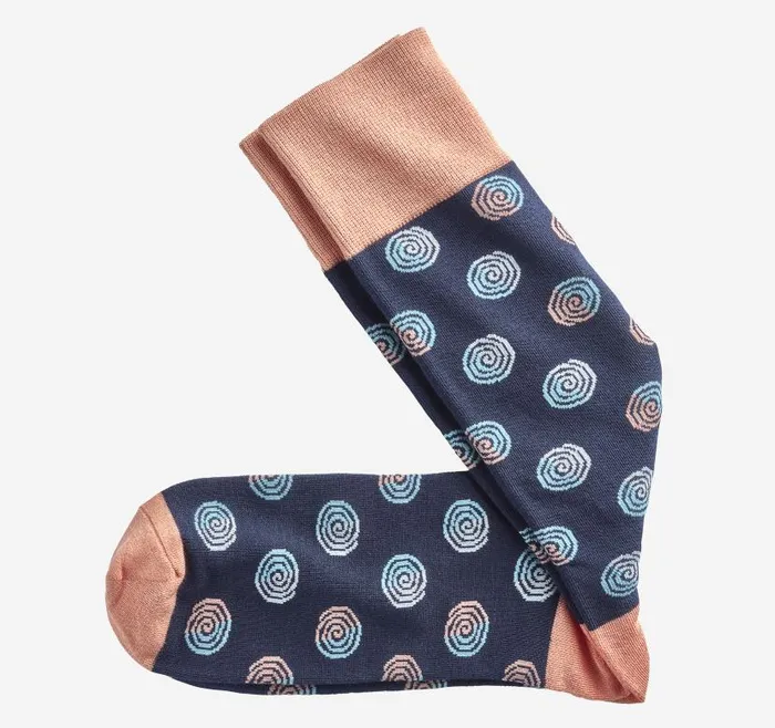 Men Johnston and Murphy Socks Retro Swirls Sock Navy Multi