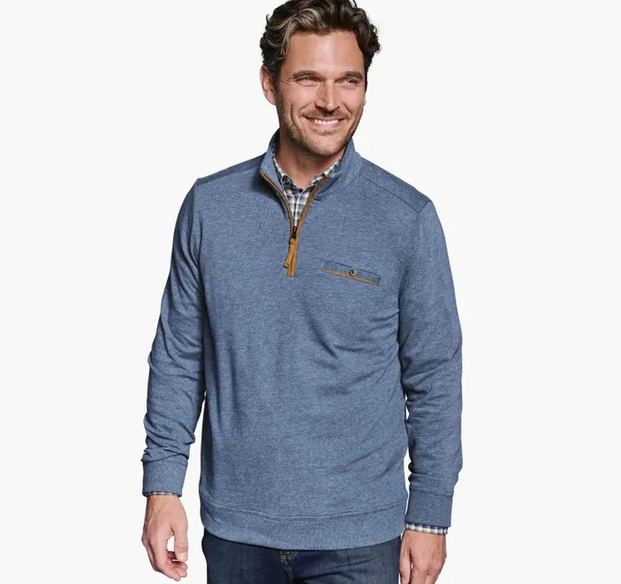 Men Johnston and Murphy Sweaters and Knits Knit QuarterZip Light Blue